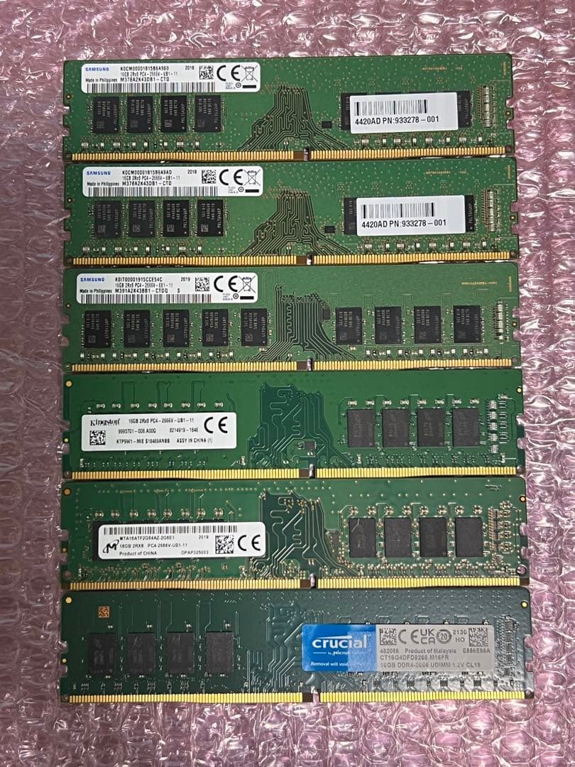 DDR4 デスク用メモリ PC4-2666 16GB 6枚 動作確認済