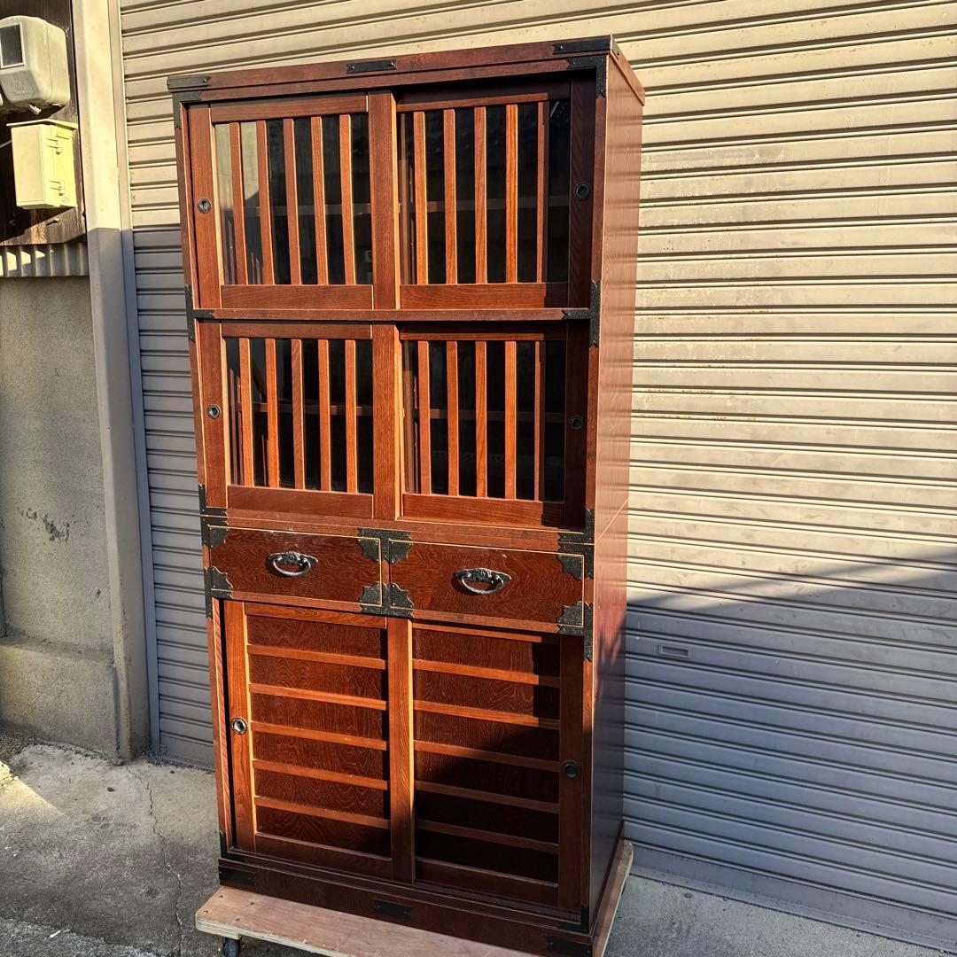 大川家具 ノダ工芸 けやき民芸 器棚 食器棚 高さ約180cm