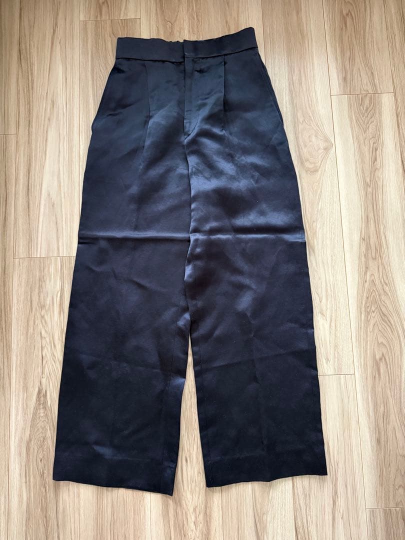 BLAMINK バックギャザーストレートパンツ　ネイビー36
