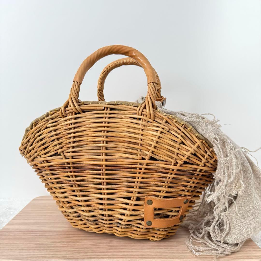 【美品✨️】eb.a.gos エバゴス 2本手 リネンかぶせ かごバッグ