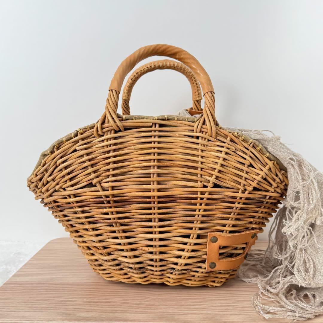 【美品✨️】eb.a.gos エバゴス 2本手 リネンかぶせ かごバッグ