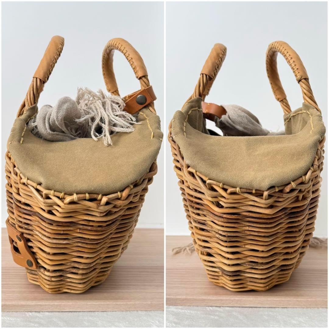 【美品✨️】eb.a.gos エバゴス 2本手 リネンかぶせ かごバッグ