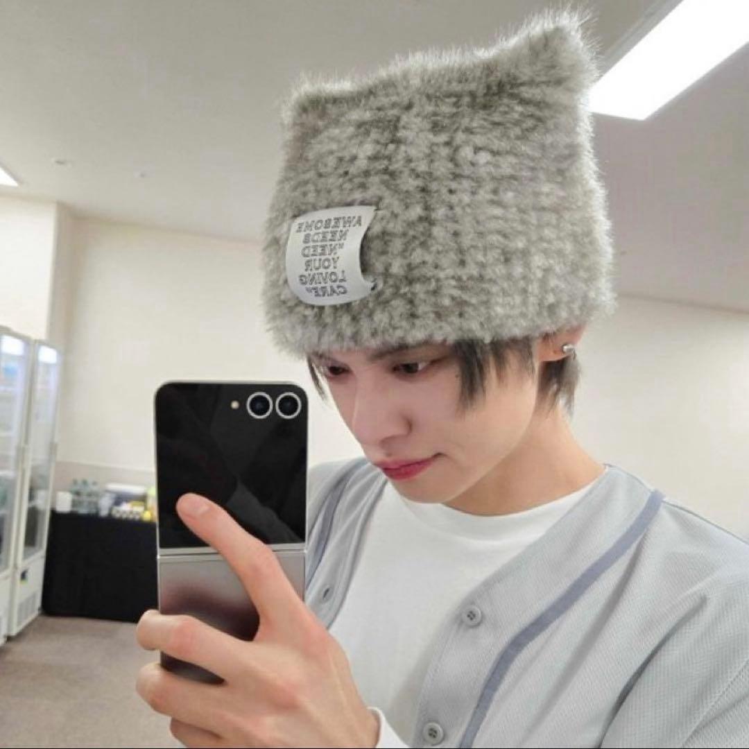 ラス1☆新品未使用‪☆ヨンジュン着用 ビーニー 猫耳 AWESOME NEEDS