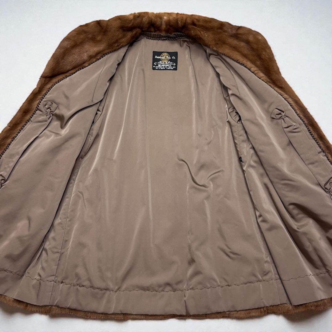 大きいサイズ　毛皮コート　リアルファー　ミンク　襟付き　11号　L　毛並み◎