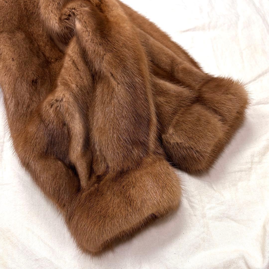 大きいサイズ　毛皮コート　リアルファー　ミンク　襟付き　11号　L　毛並み◎