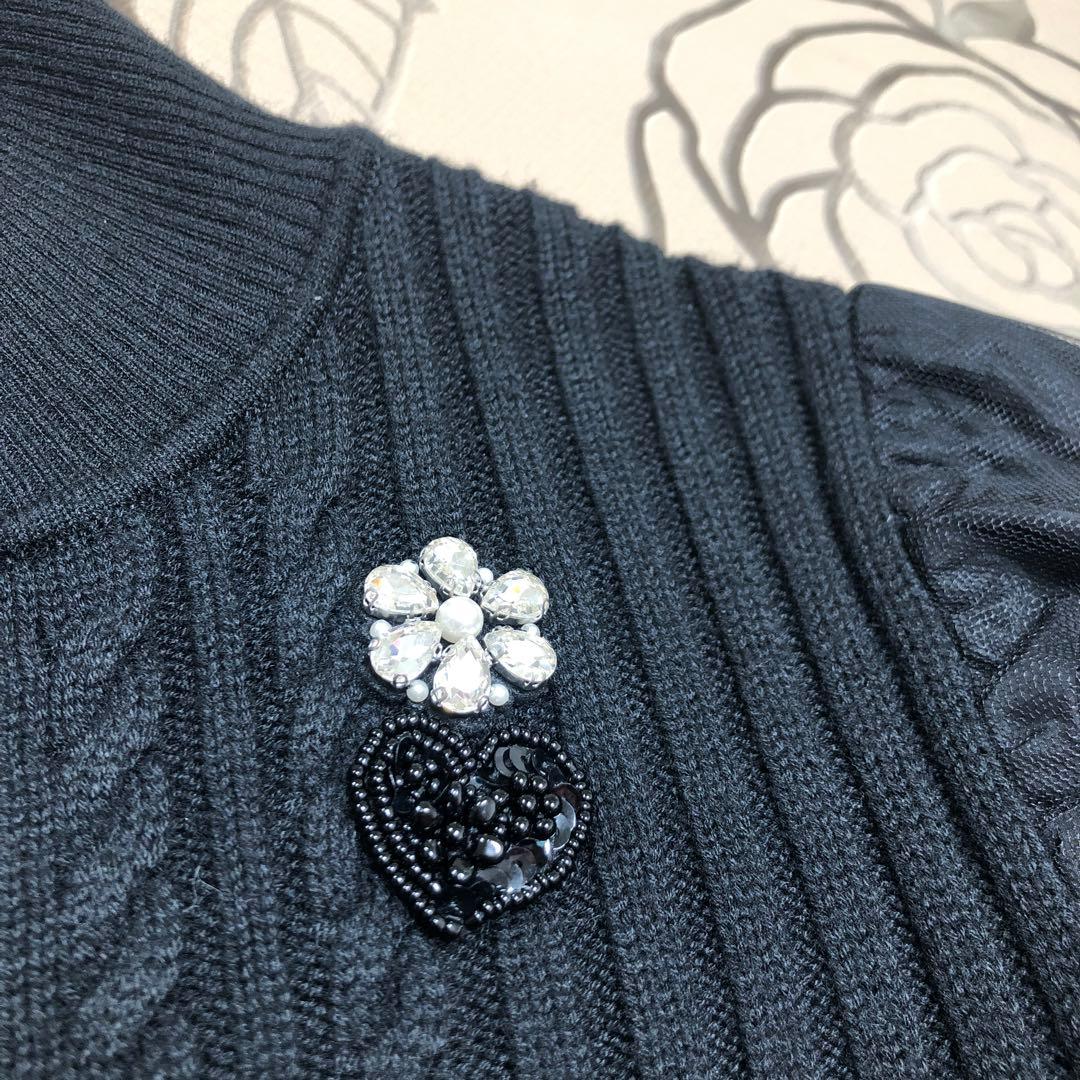 極美品❣️ニットドッキングタフタワンピース