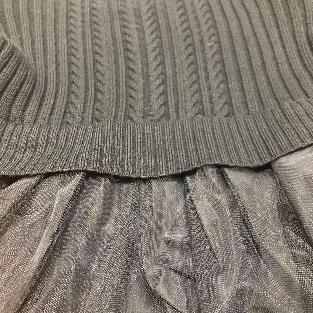 極美品❣️ニットドッキングタフタワンピース