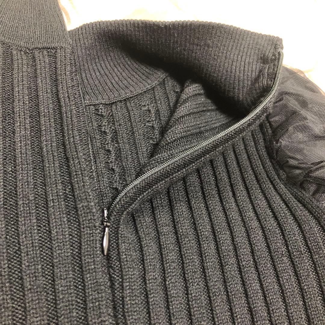 極美品❣️ニットドッキングタフタワンピース