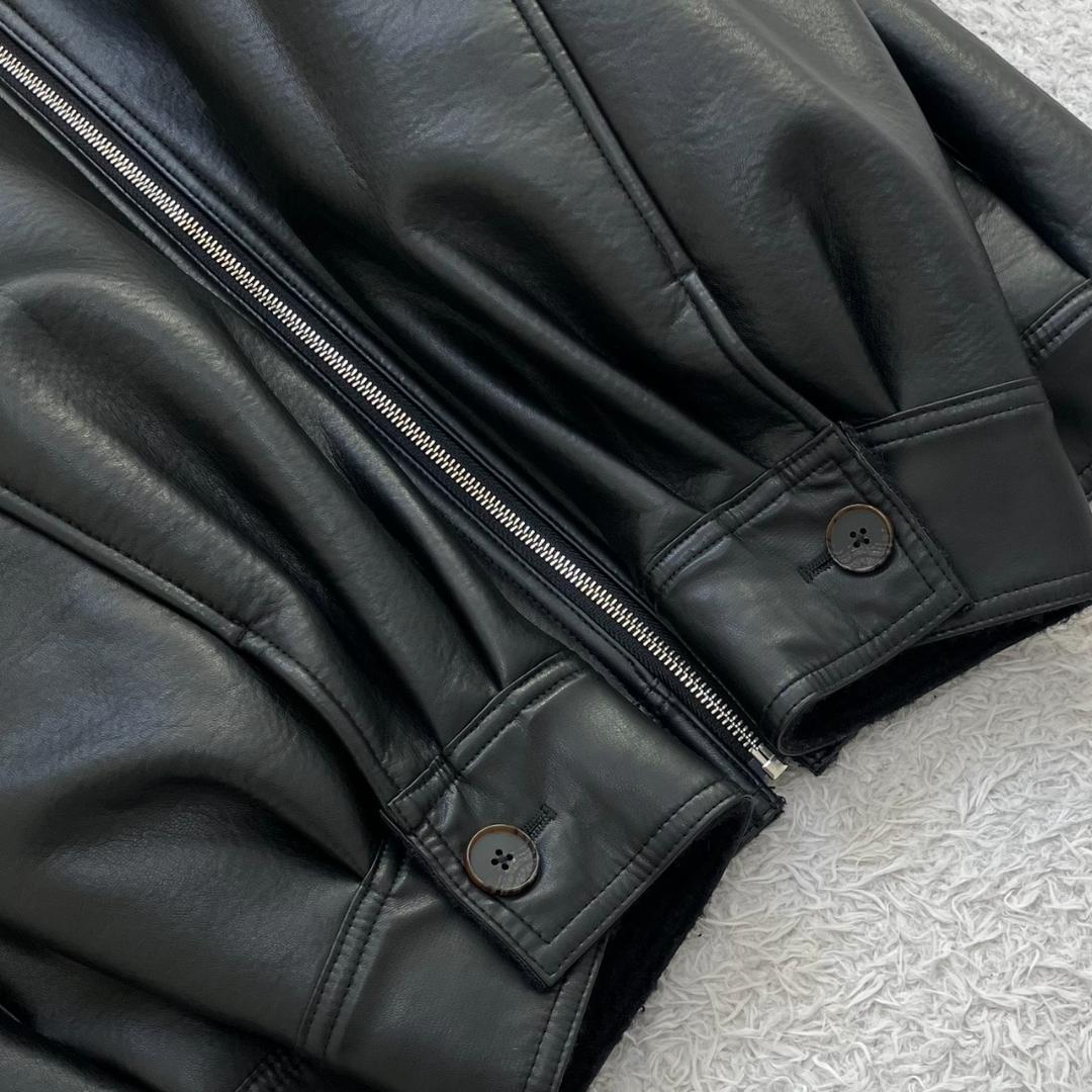 23AW✨未使用級✨エトレ リバーシブルボアブルゾン フェイクレザー ブラック