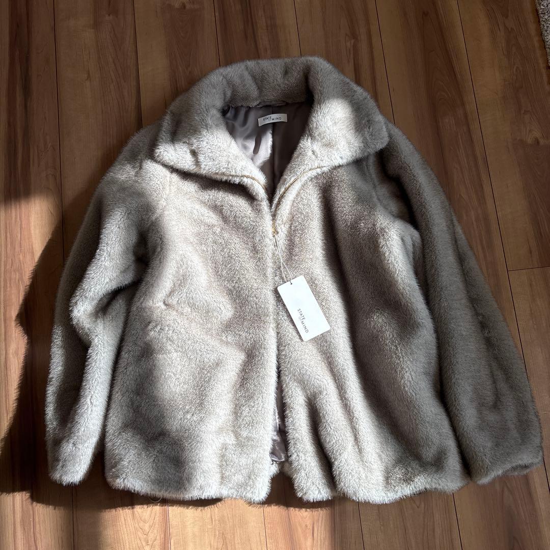 STATE OF MIND fur blouson ライトグレー