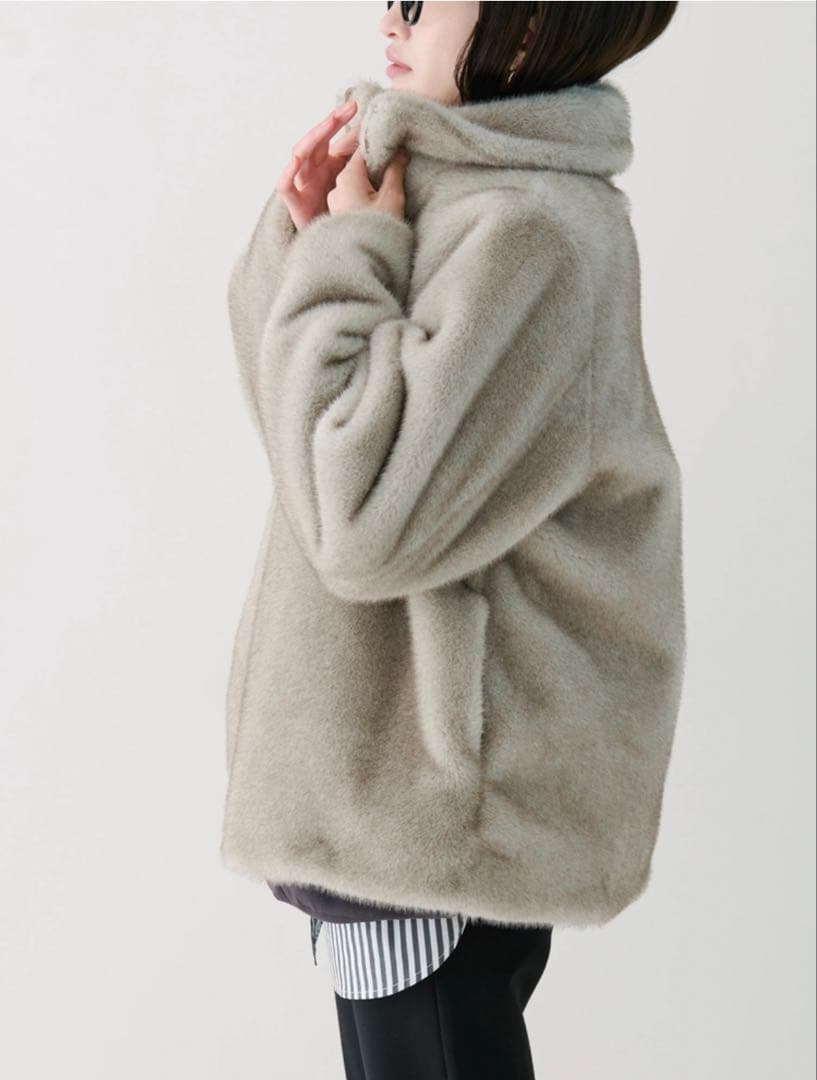 STATE OF MIND fur blouson ライトグレー