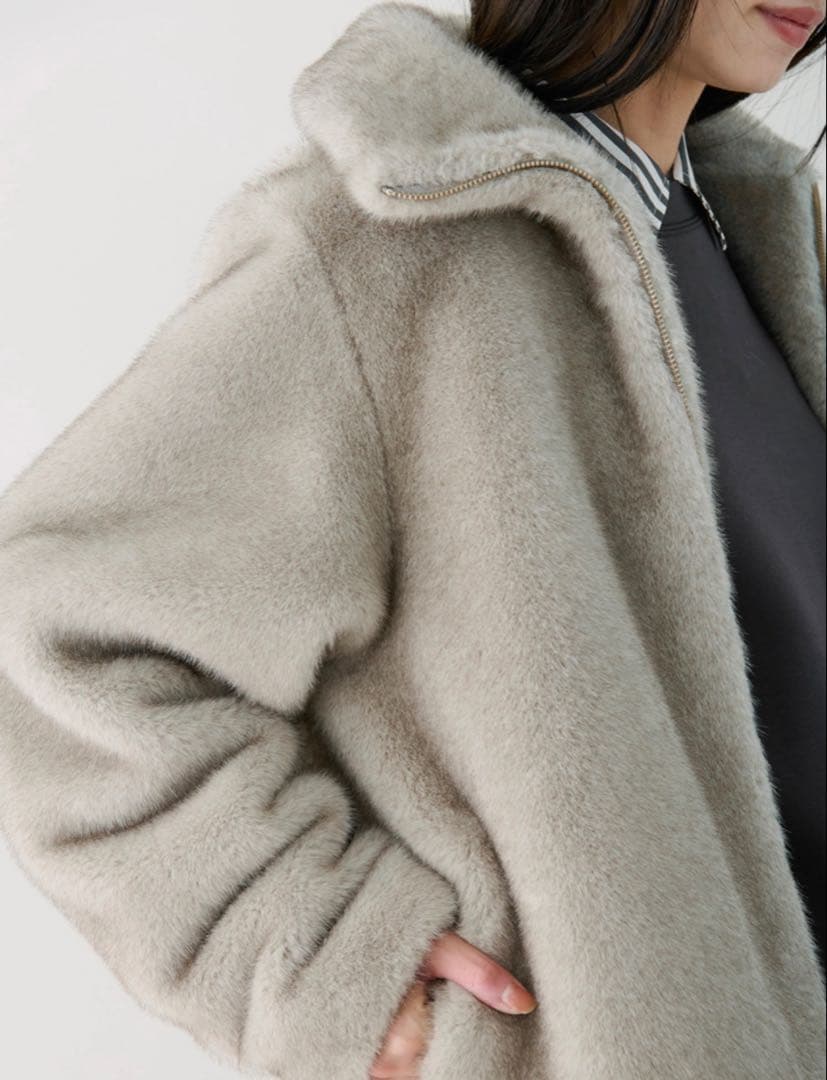 STATE OF MIND fur blouson ライトグレー