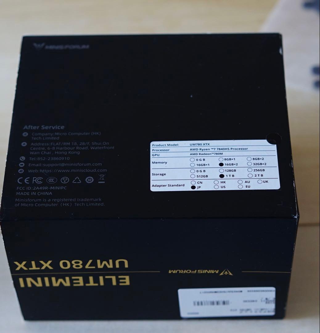 訳ありMinisforum UM780XTX 32G/1T Rz7 7840HS