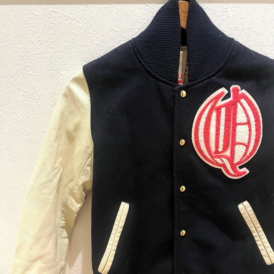 Q♡ キュー ラムレザー スタジャン ネイビー