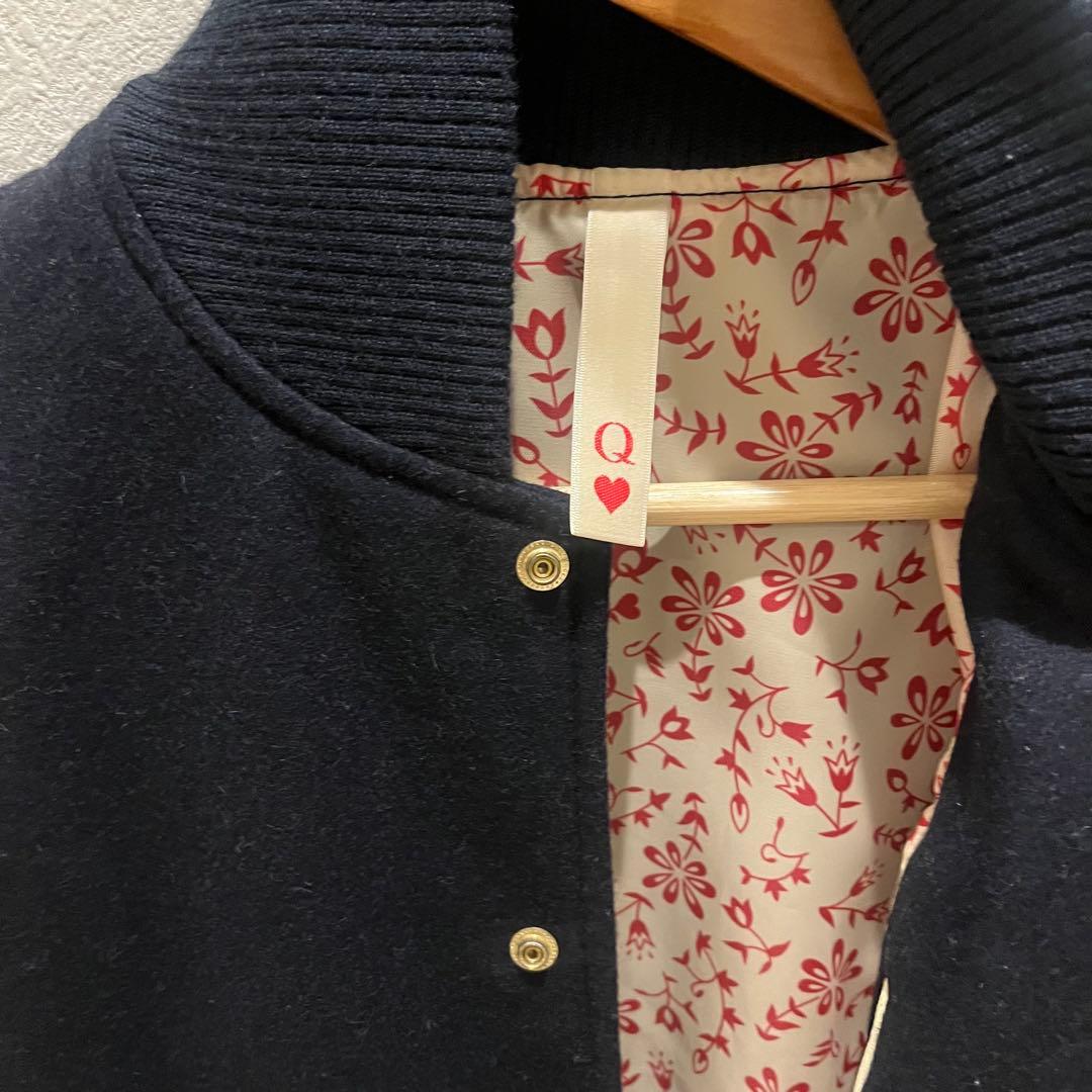 Q♡ キュー ラムレザー スタジャン ネイビー