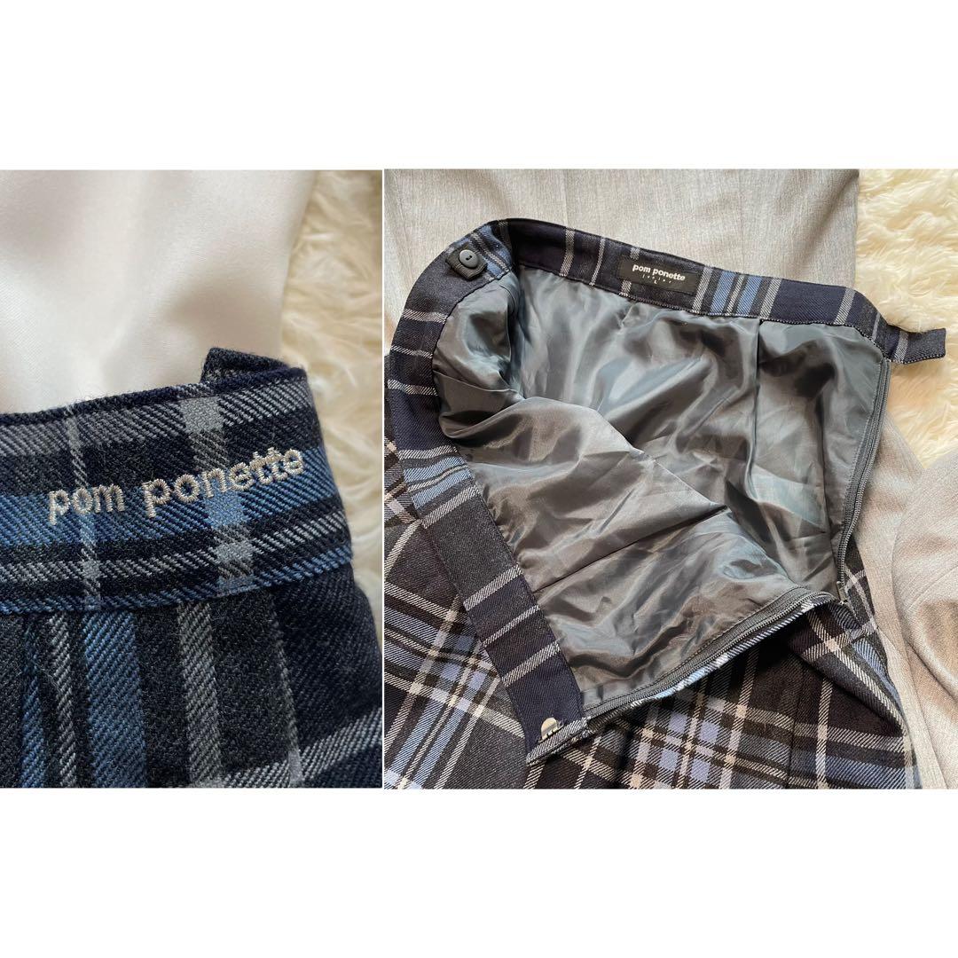 美品✨ポンポネット フォーマル セット160 アリサナ グレー チェック 水色