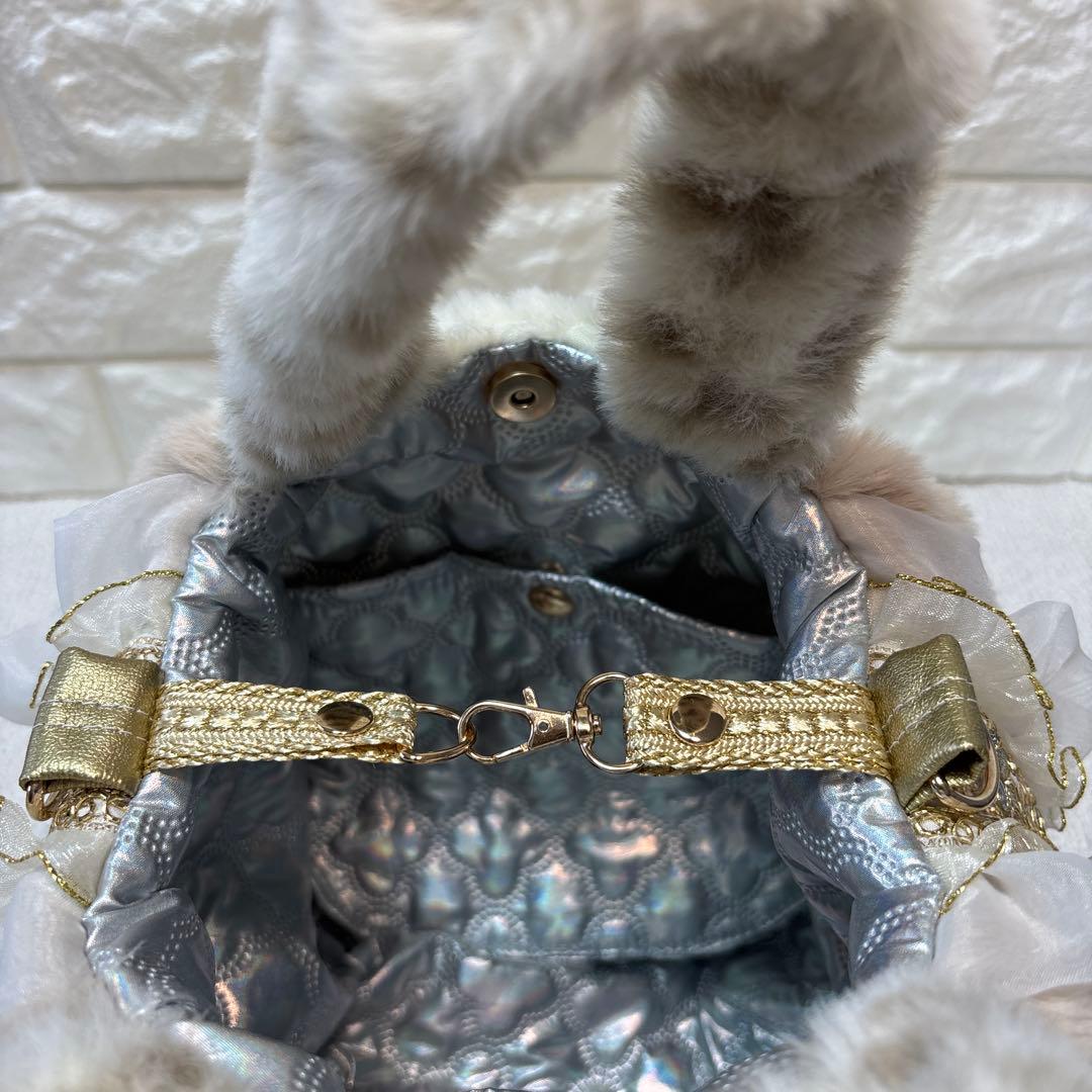 黒*こ様 コヤンイサムチョン　ハンドメイド　フリルファーバッグ　ベージュヒョウ柄