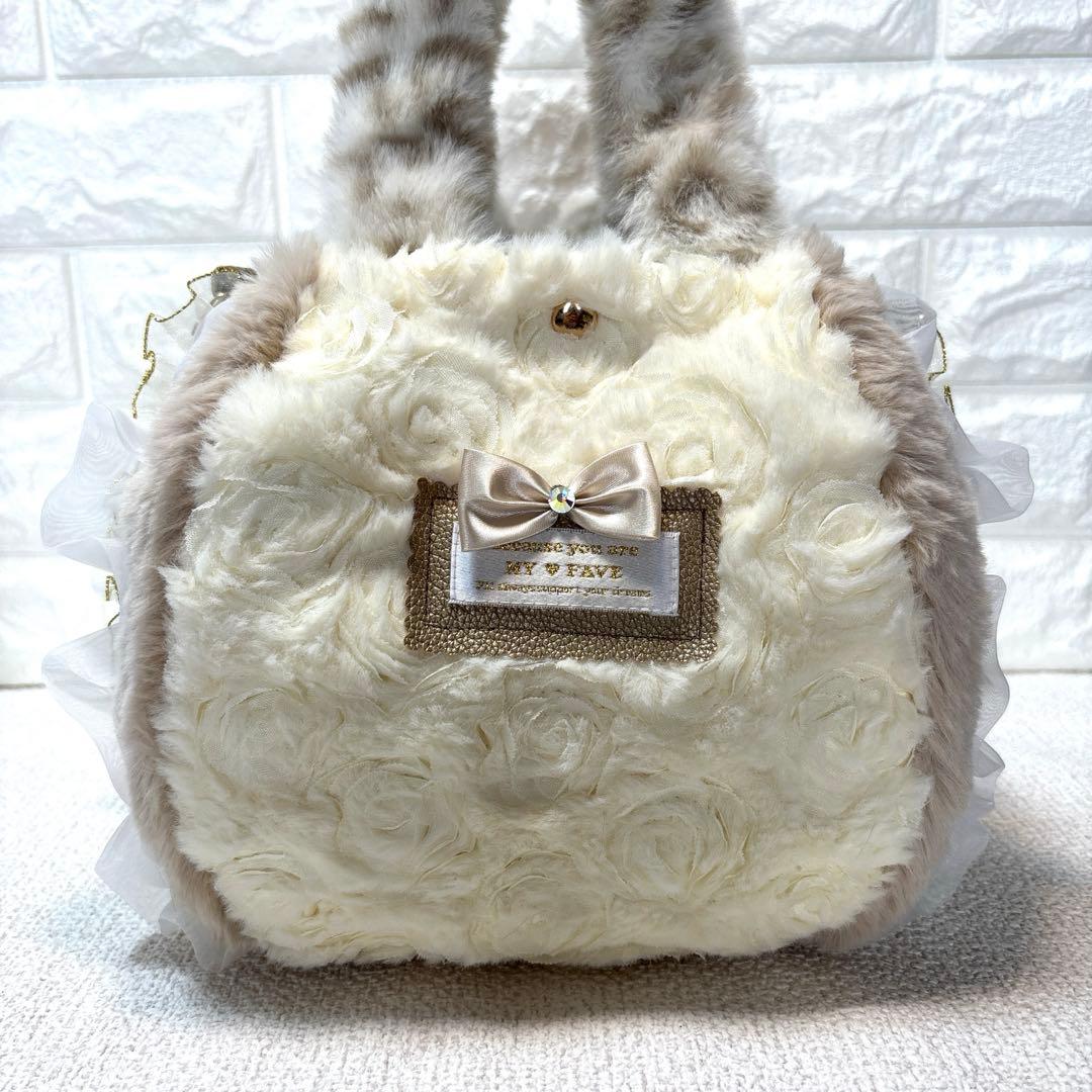 黒*こ様 コヤンイサムチョン　ハンドメイド　フリルファーバッグ　ベージュヒョウ柄