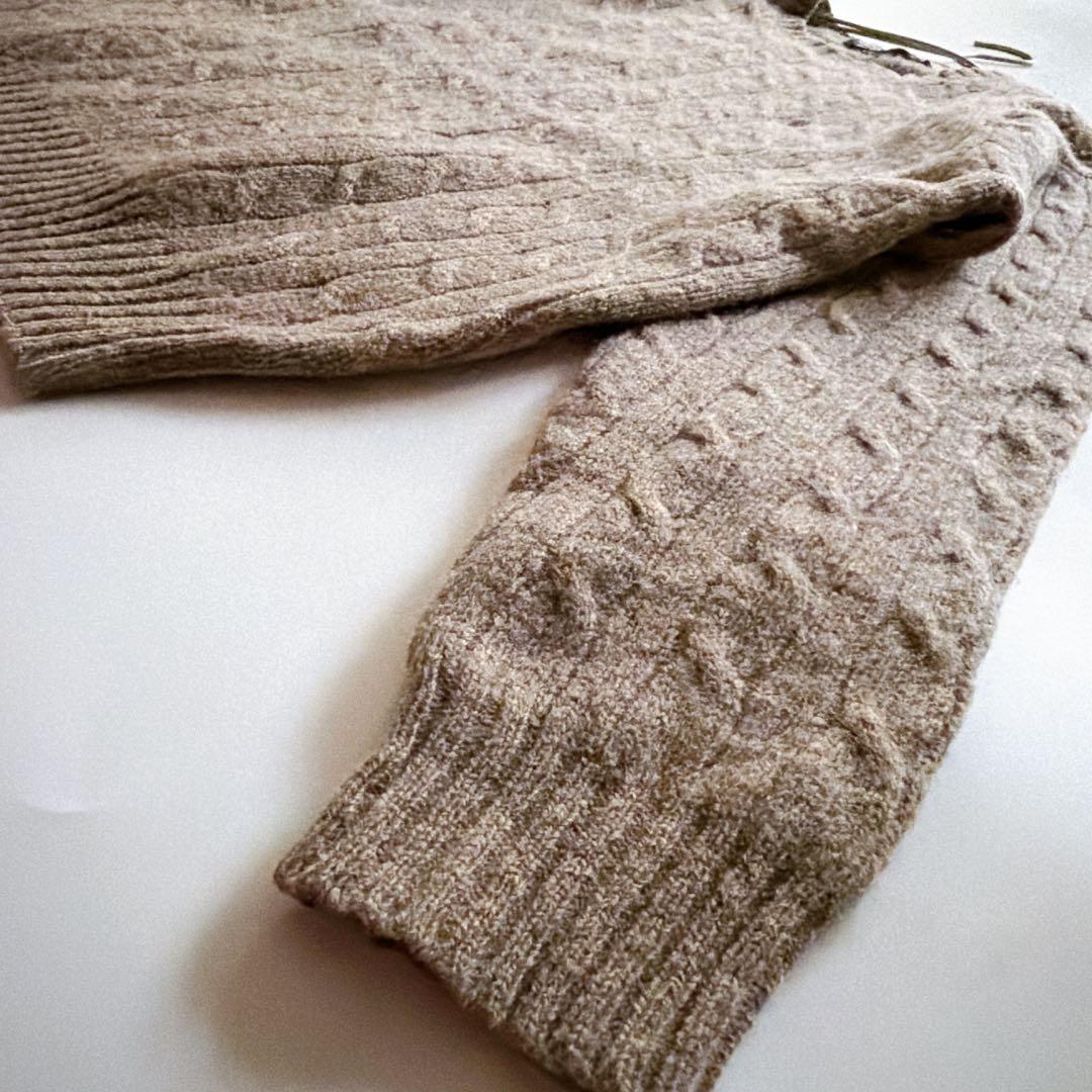 90s ポロバイラルフローレン ウール ケーブルニット ポニー M キャメル