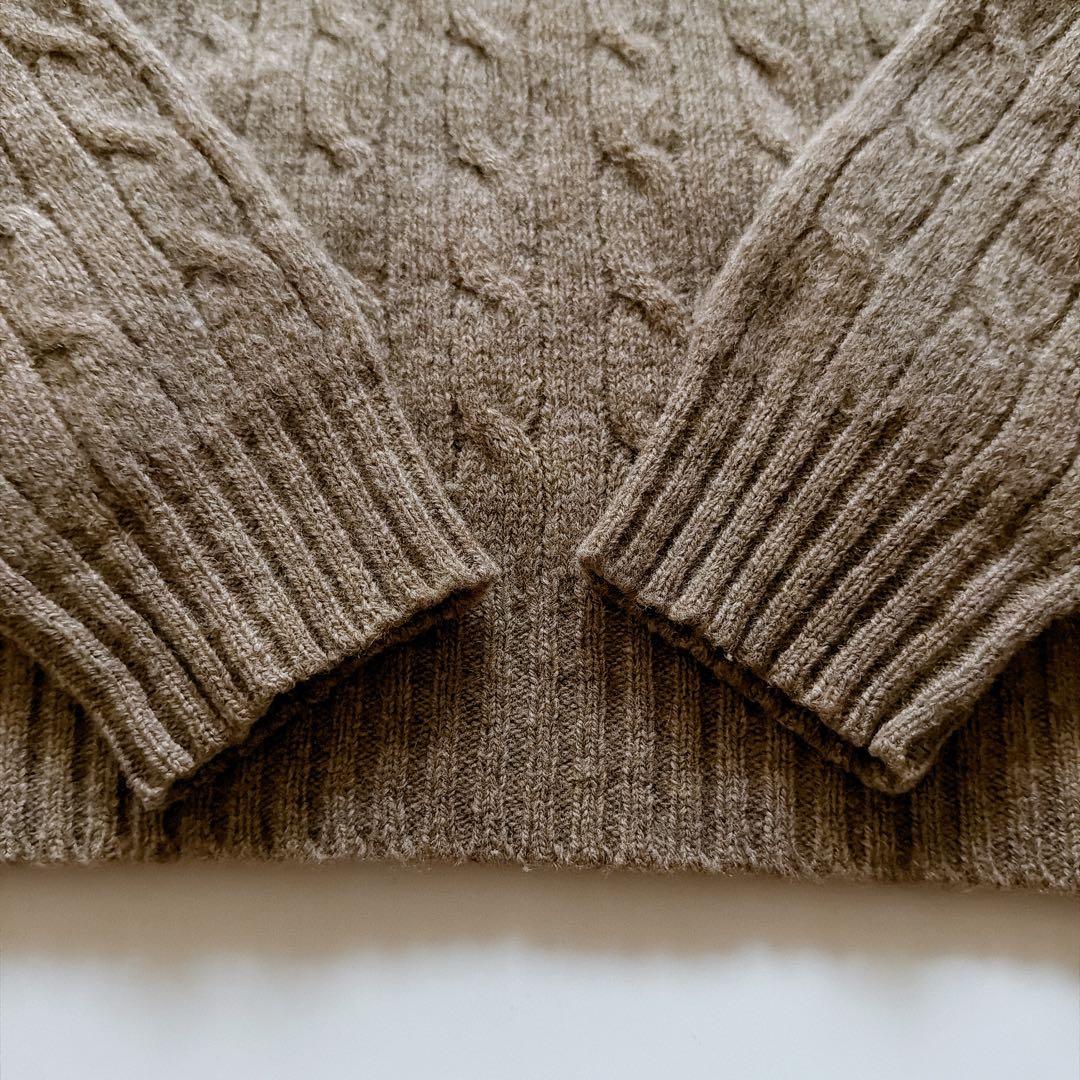 90s ポロバイラルフローレン ウール ケーブルニット ポニー M キャメル