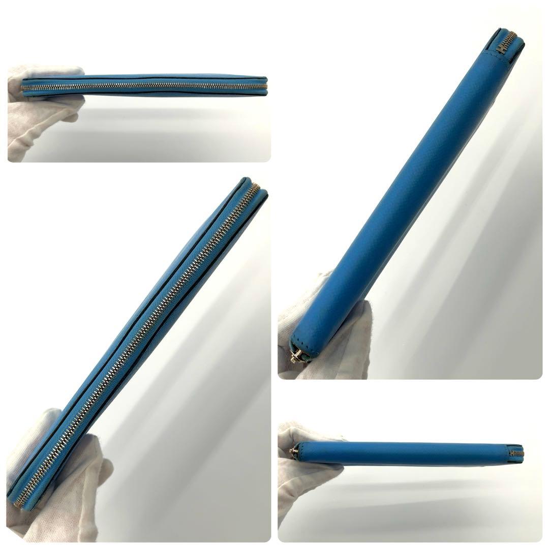 HERMES アザップシルクイン　ロング　長財布　ブルージーン　エルメス