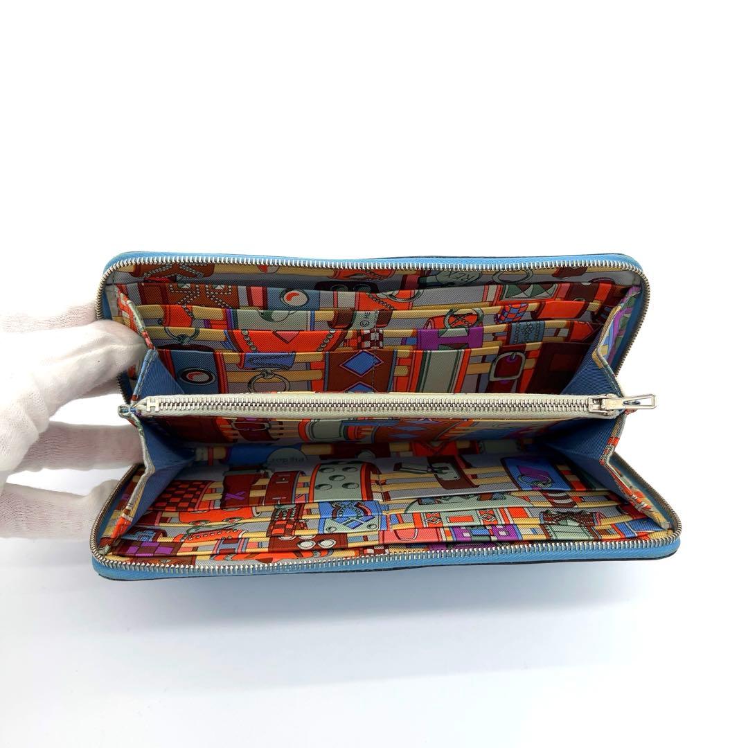 HERMES アザップシルクイン　ロング　長財布　ブルージーン　エルメス