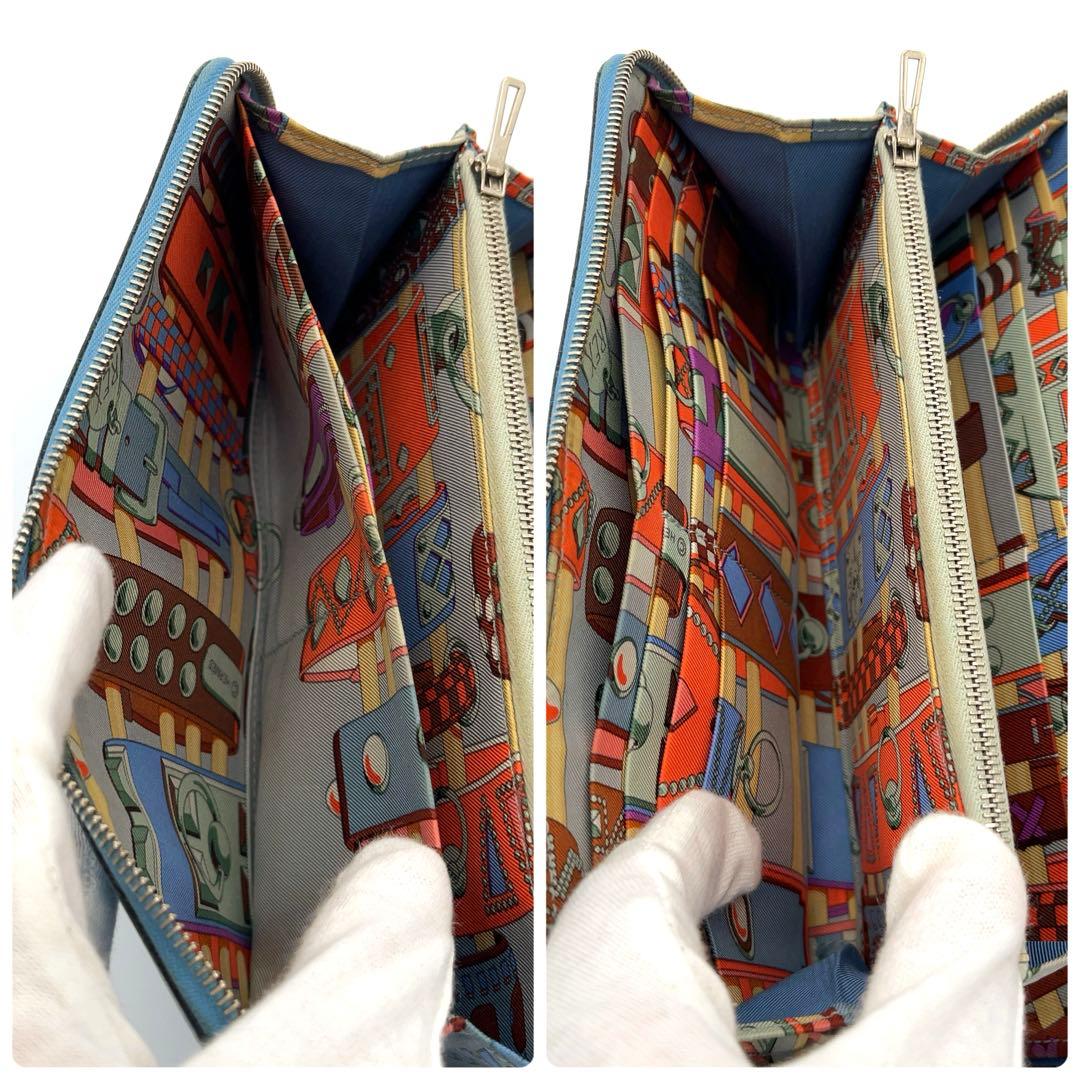HERMES アザップシルクイン　ロング　長財布　ブルージーン　エルメス
