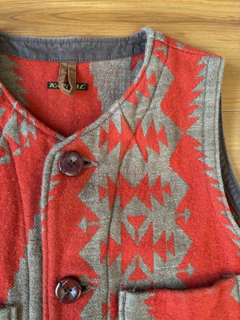 KAPITALキャピタル ベスト　ネイティブ柄　XS ウール　リネン　コットン