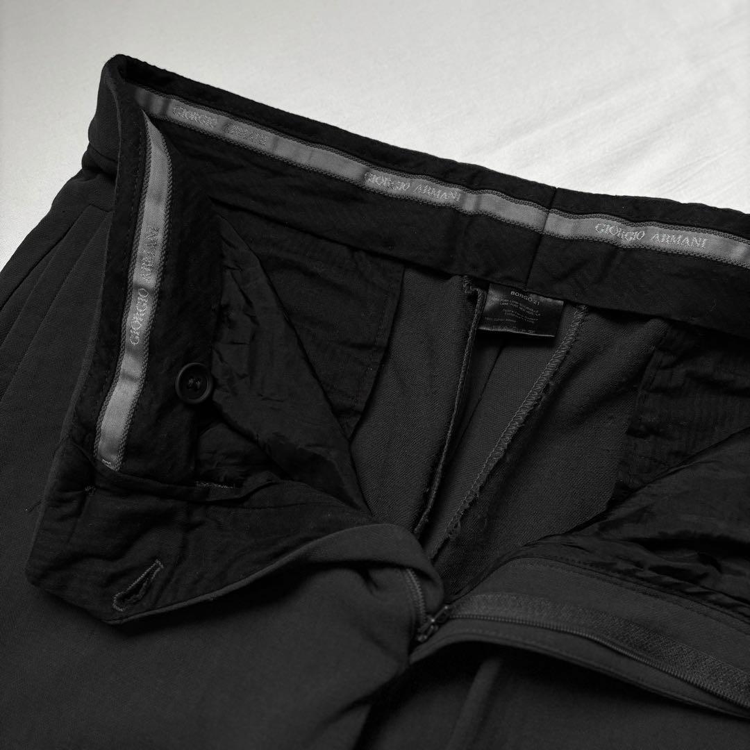 GIORGIO ARMANI グレー ワイド スラックス wool 100%