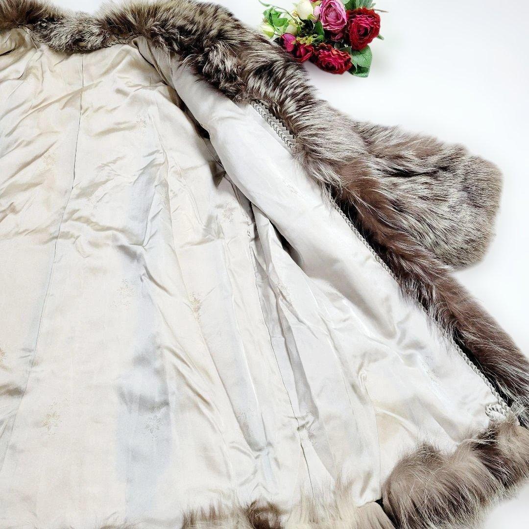 【美品】最高級 シルバーフォックス　毛皮コート　毛量◎　ゴージャス　ブラウン杢系