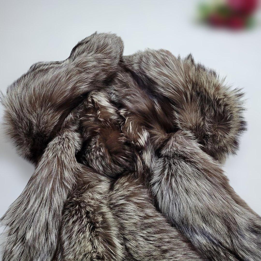 【美品】最高級 シルバーフォックス　毛皮コート　毛量◎　ゴージャス　ブラウン杢系