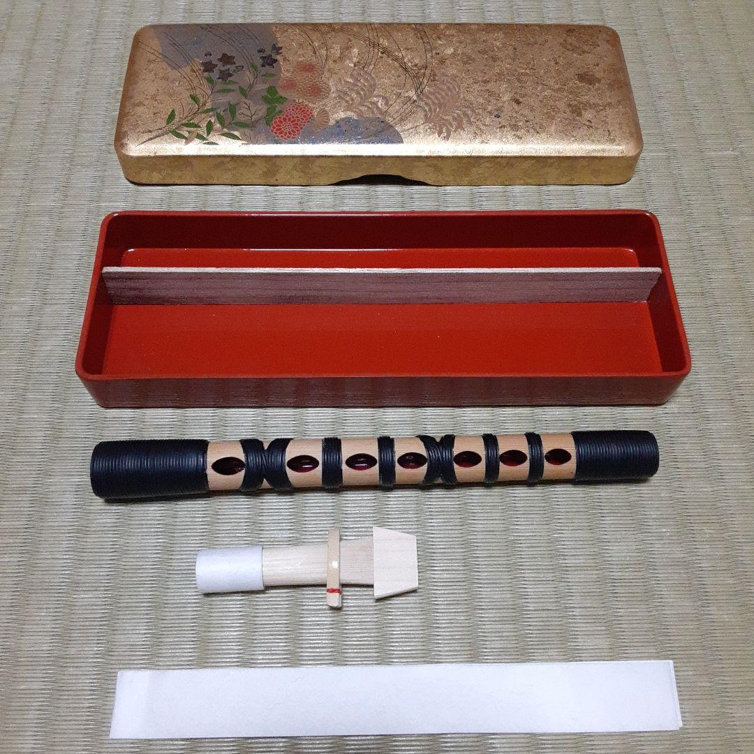 雅楽　篳篥　白竹　籐巻き　リード図紙付き