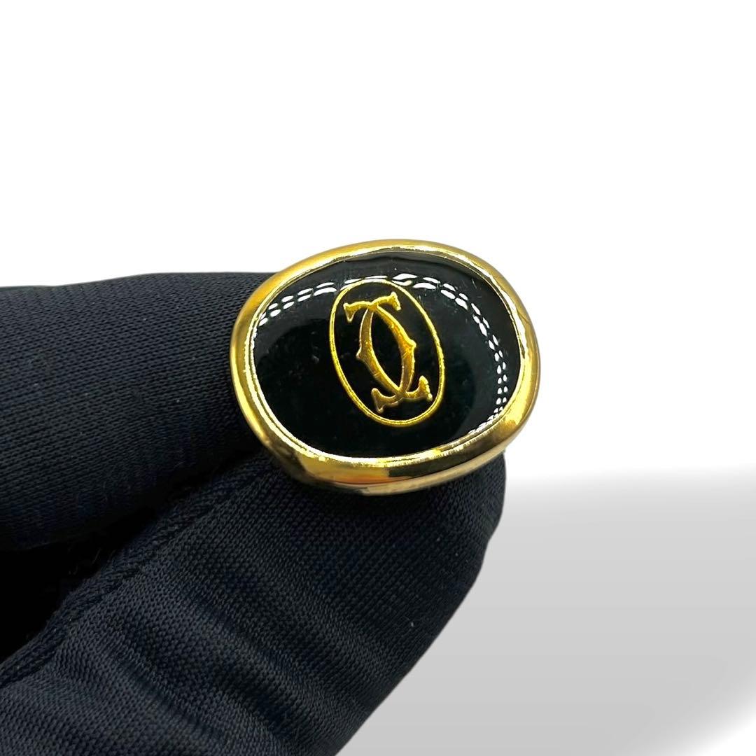 極美品✨️ Cartierカルティエ 2Cロゴ オーバルクラシックカフス 金×黒