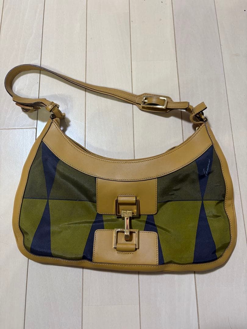 【希少/Y2K】GUCCI アーガイル ワンショルダーバッグ