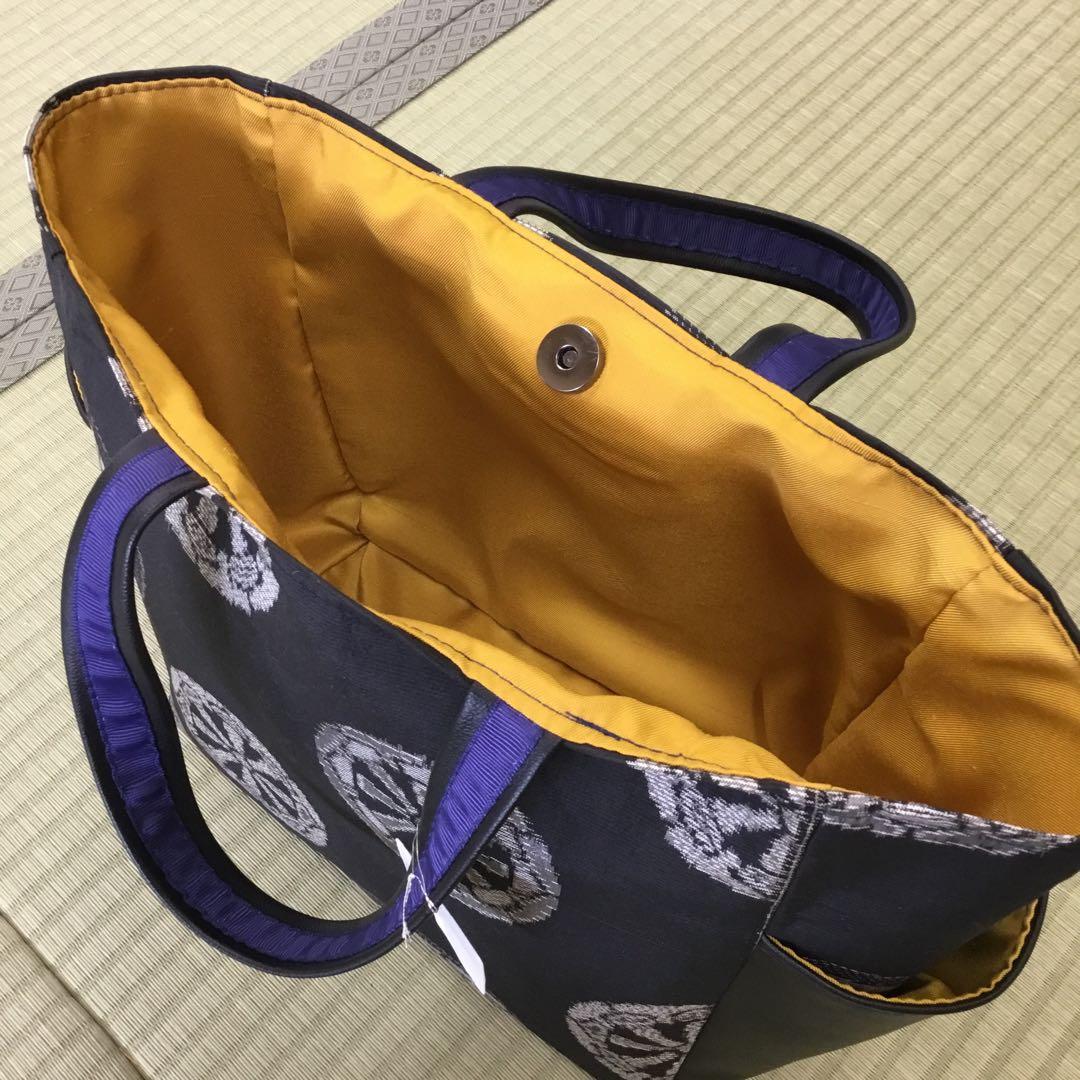 【ハンドメイド】未使用正絹反物→ハンドバッグ　※本場　村山大島紬　特注　トート
