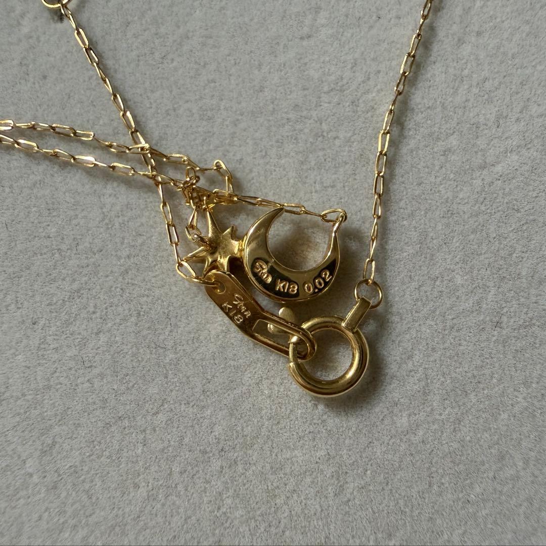 スタージュエリー　K18 ダイヤモンド0.02ct　月星ネックレス