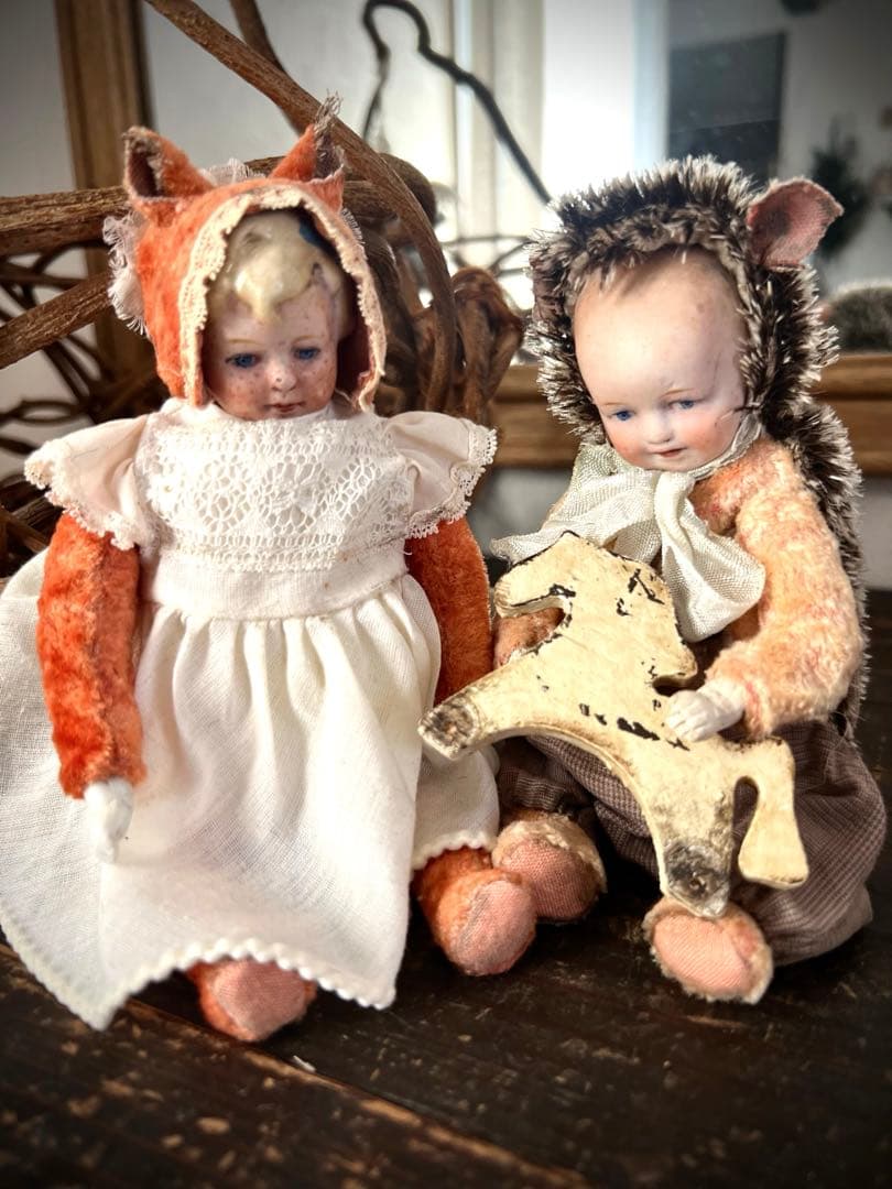 アンティーク動物コスチューム人形セット ドール　　 アンティーク　ビスクドール