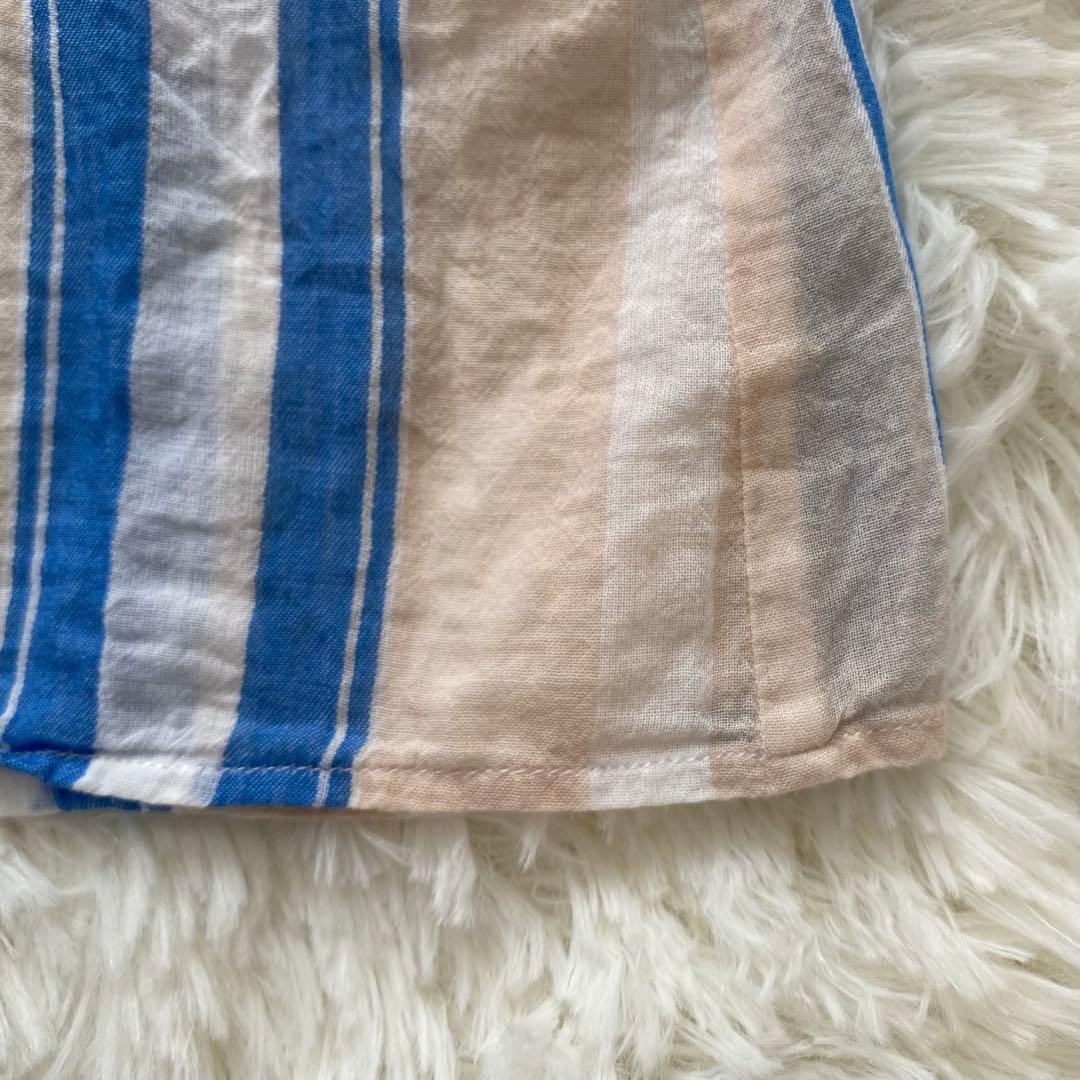 美品✨ヌキテパ　ロングワンピース　ストライプ　長袖　Vネック　フレア　コットン