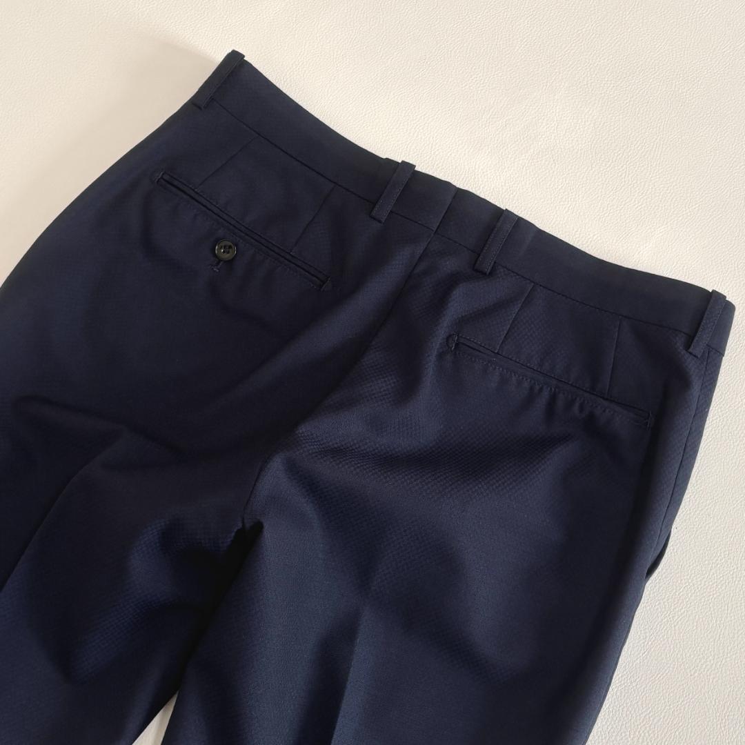 スーツセレクト ビジネススーツ 3ピース ベスト 無地 A4 S相当 ネイビー