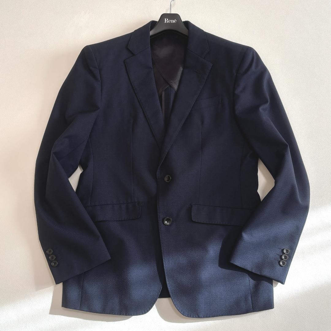 スーツセレクト ビジネススーツ 3ピース ベスト 無地 A4 S相当 ネイビー