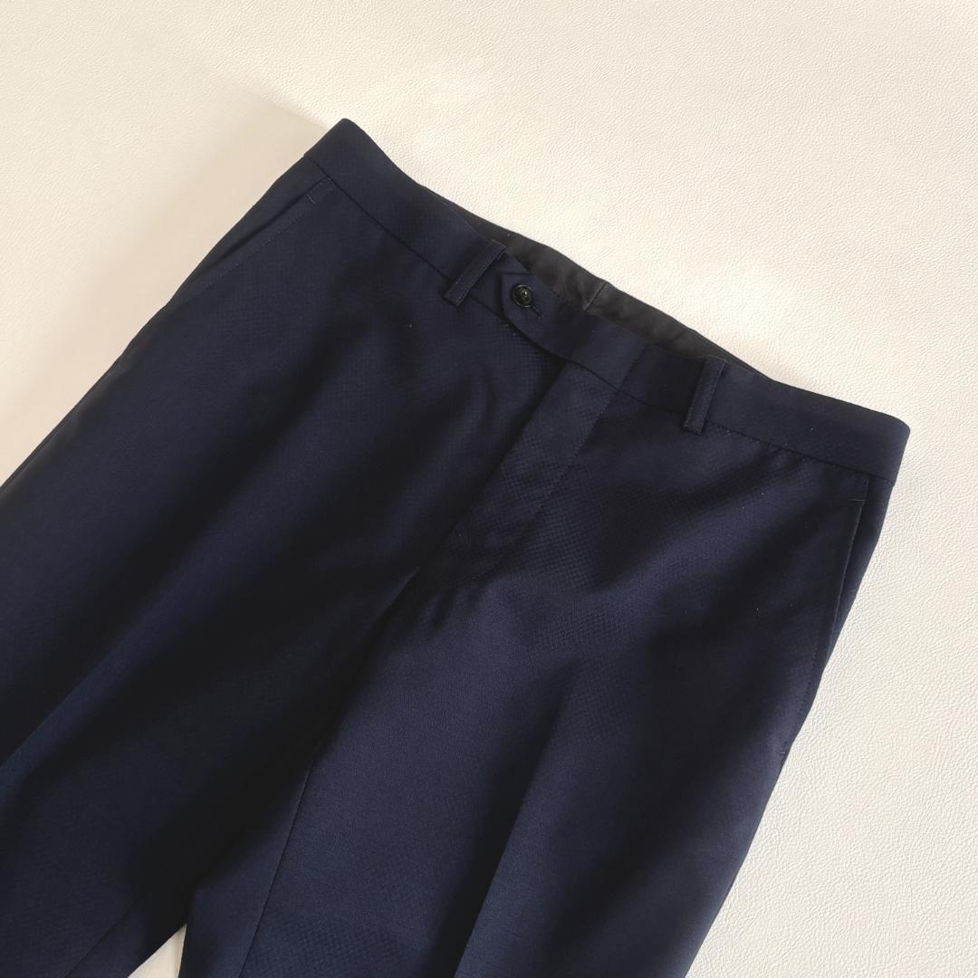 スーツセレクト ビジネススーツ 3ピース ベスト 無地 A4 S相当 ネイビー