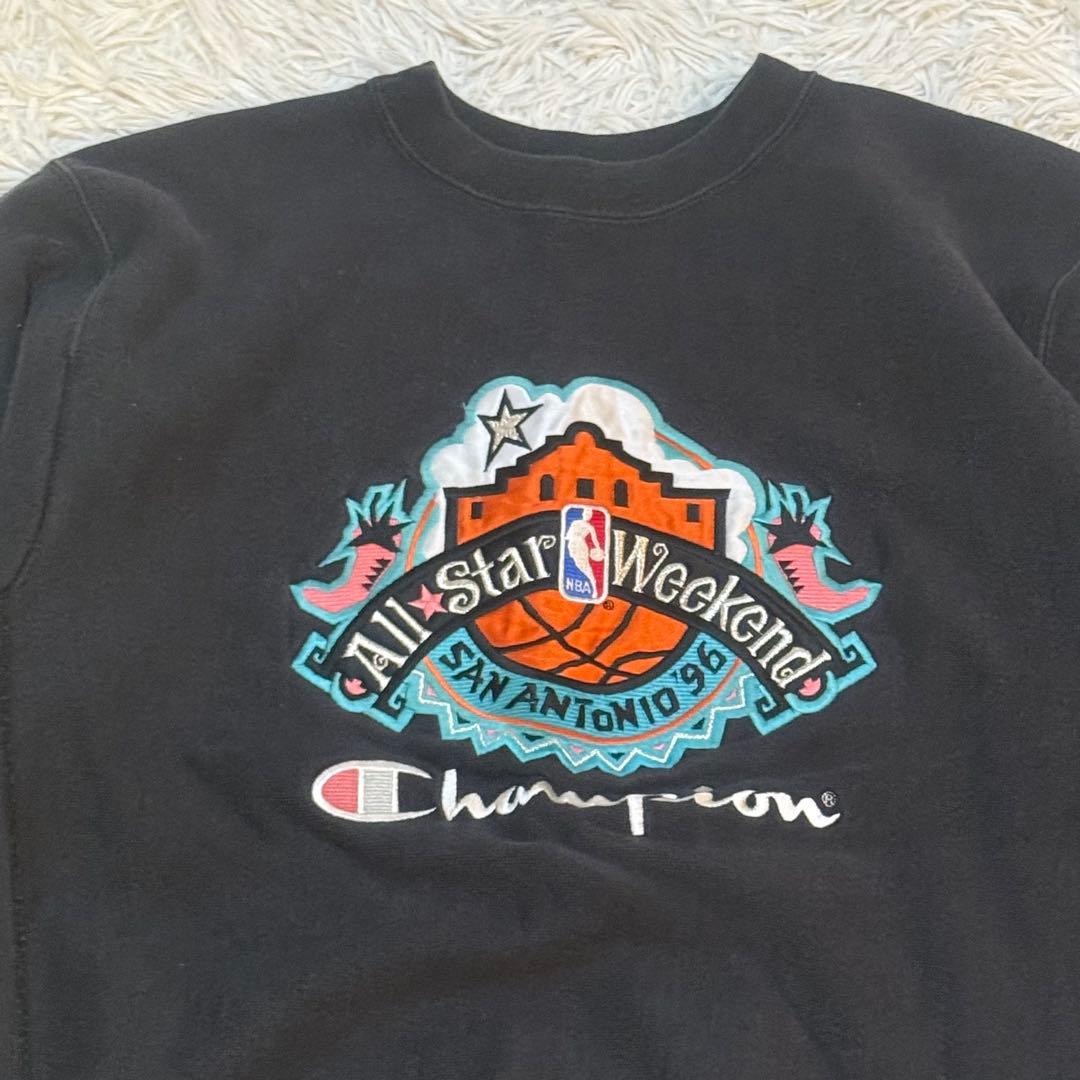 Champion NBA刺繍スウェット L 黒 USA製 希少