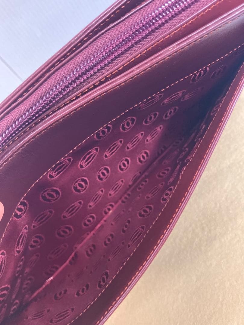 美品！【Cartier】マストライン レザー クラッチ、セカンドバッグ ボルドー
