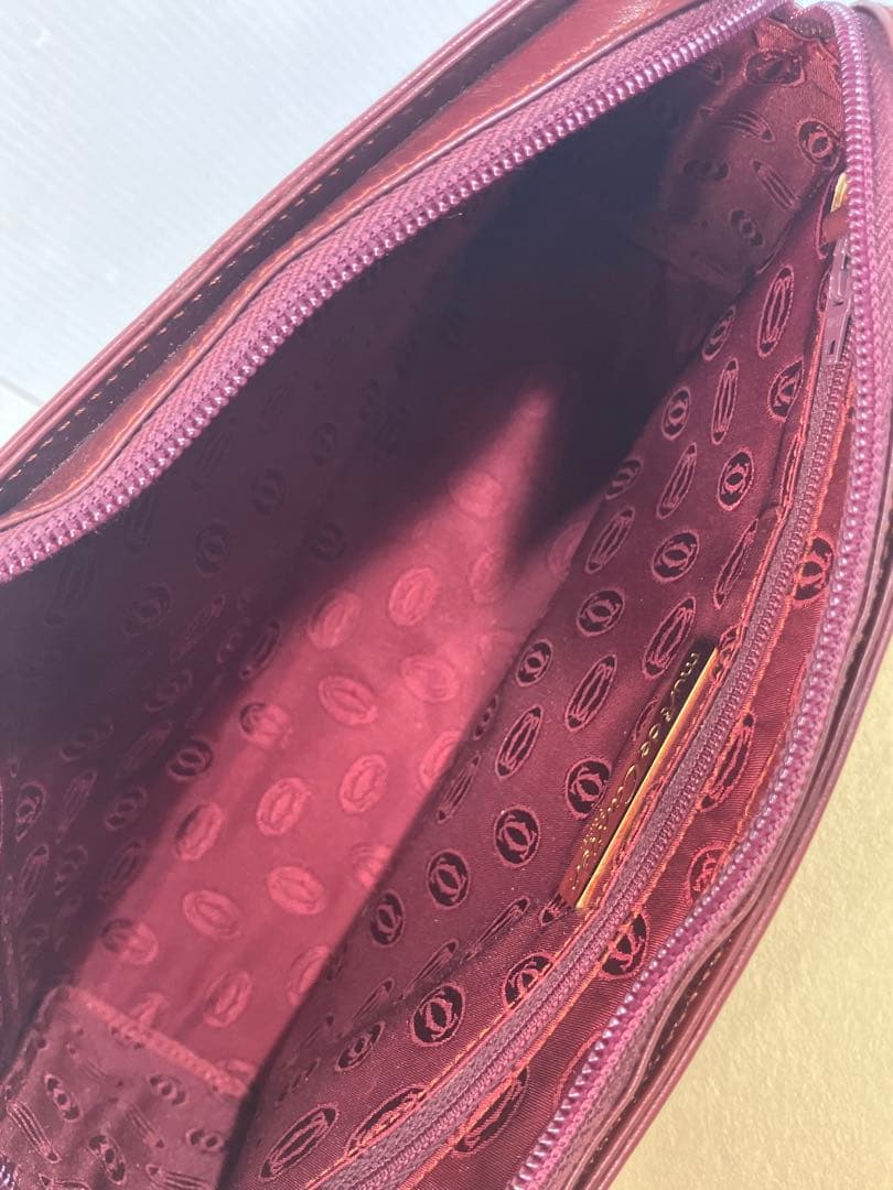 美品！【Cartier】マストライン レザー クラッチ、セカンドバッグ ボルドー