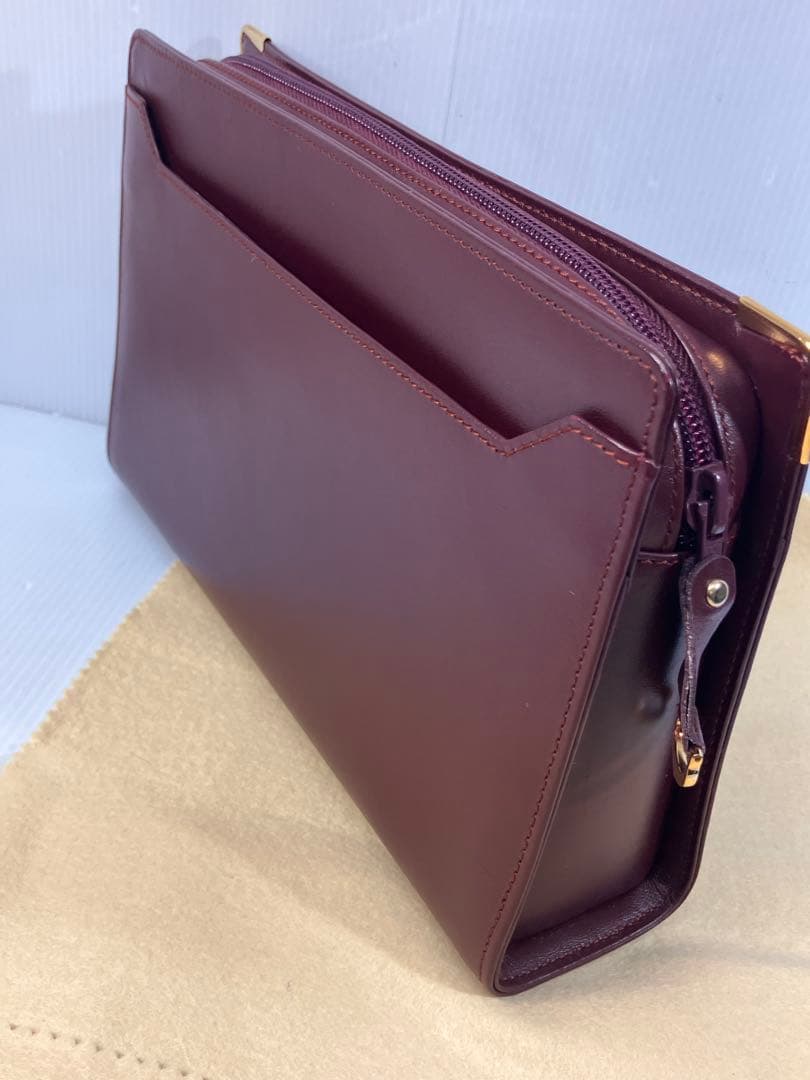 美品！【Cartier】マストライン レザー クラッチ、セカンドバッグ ボルドー