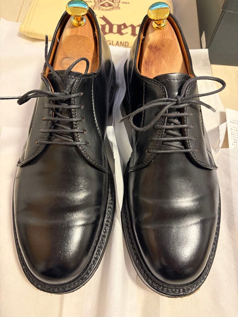 ALDEN: コードバン プレーントゥ　ブラック6.5