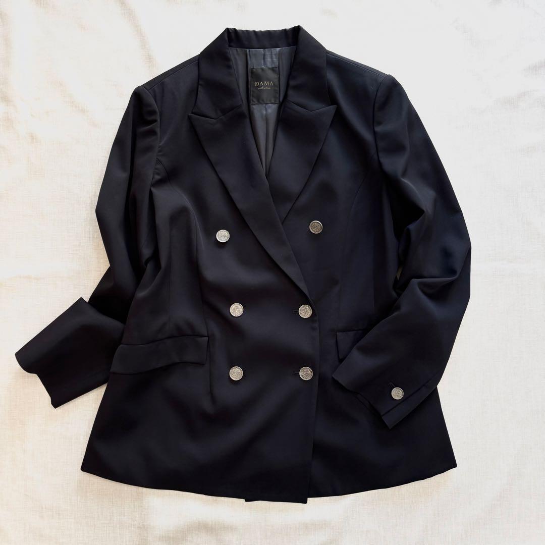極美品☆ダーマコレクション 大きいサイズ シルバーボタン テーラード ジャケット