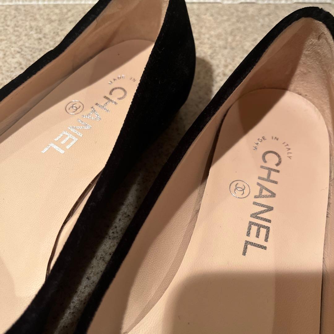 CHANEL フラットシューズ 黒 37.5