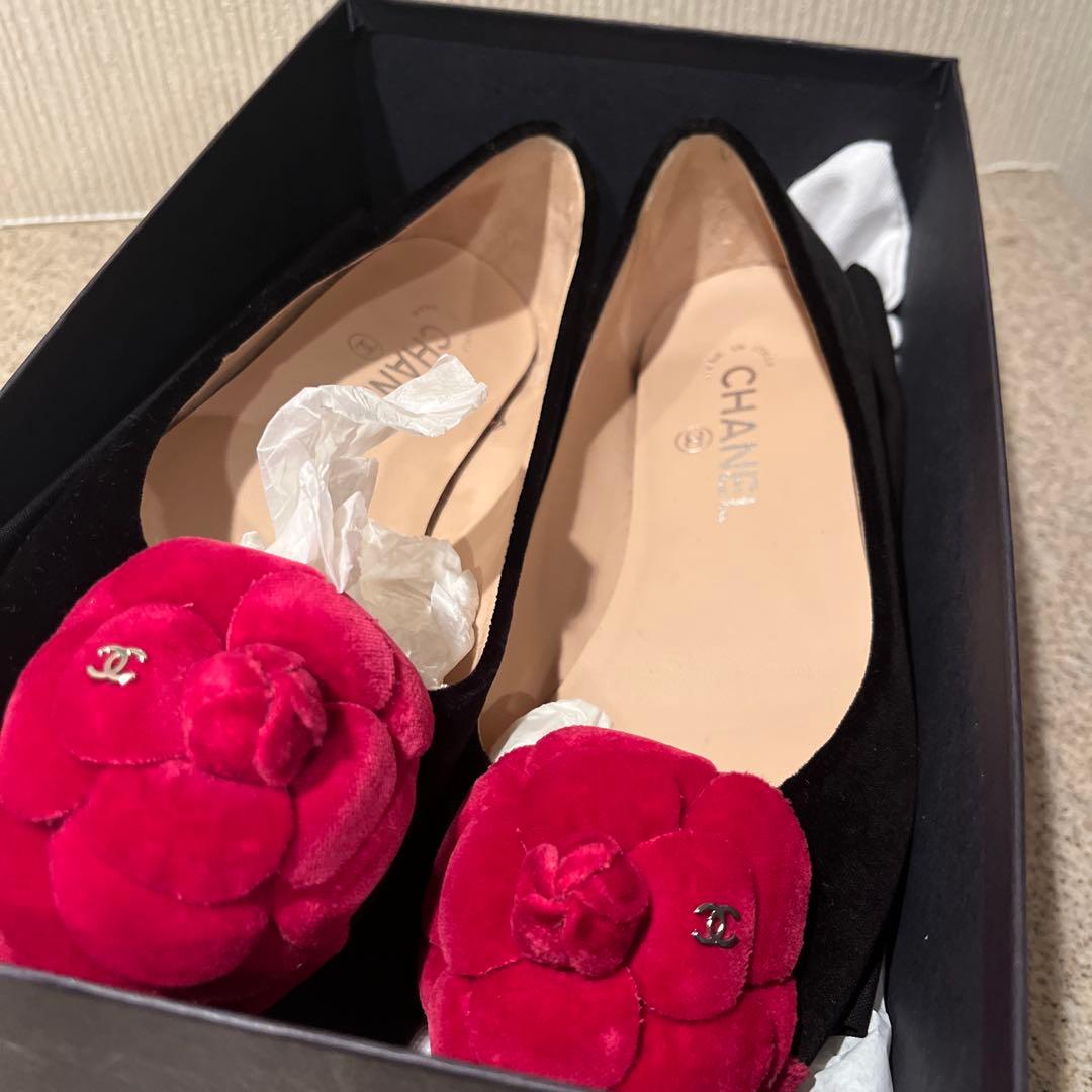 CHANEL フラットシューズ 黒 37.5