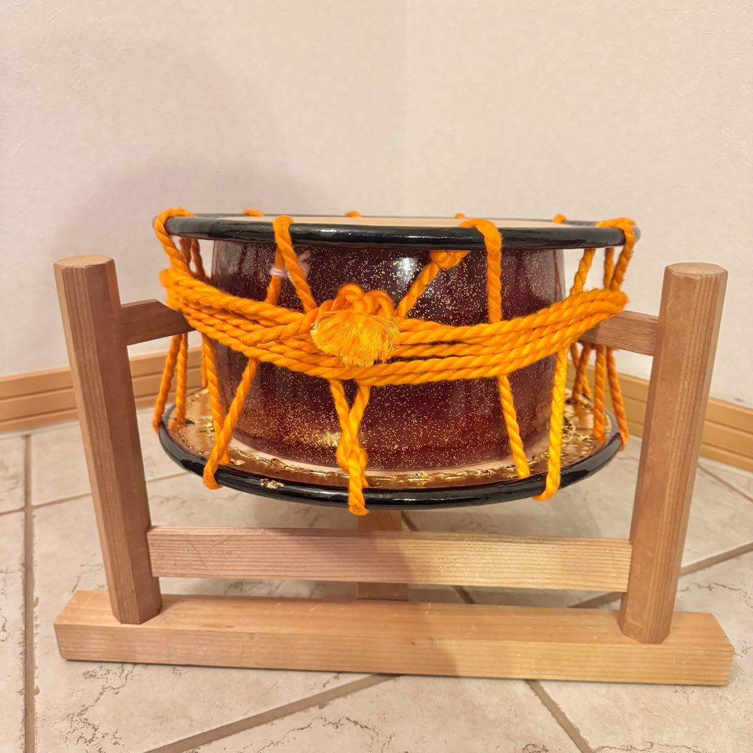 【美品】和太鼓 締太鼓 スタンド　バチ付 和楽器　伝統芸能
